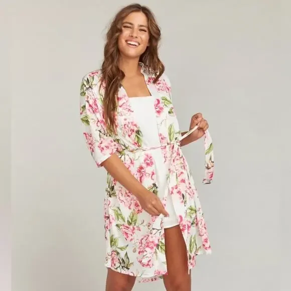 Show Me Your Mumu Pink and Green Brie Floral Robe - One Size 🌸🌿🌸 - Picture 2 of 13
